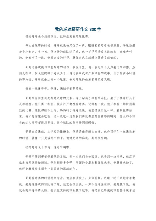 我的球迷哥哥作文300字