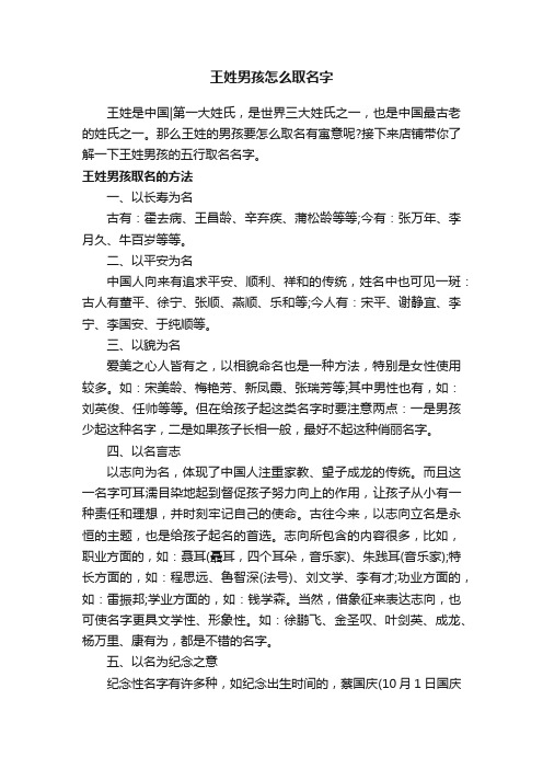 王姓男孩怎么取名字