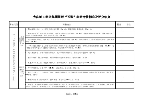 大庆油田物资集团星级“五型”班组考核标准及评分细则.xls