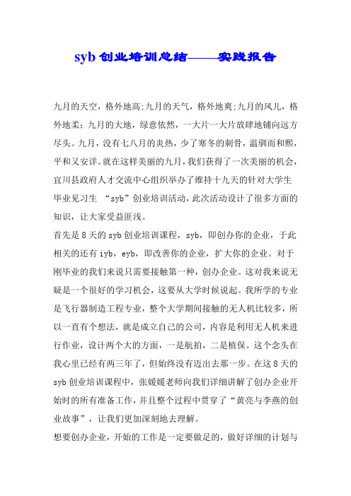 syb创业培训总结——实践报告.doc