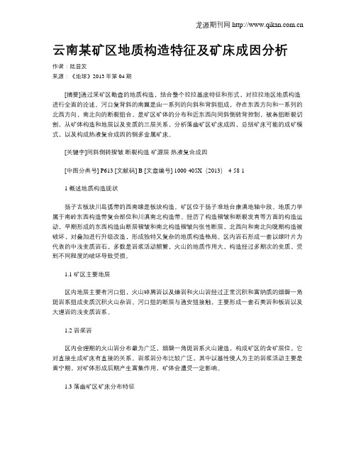 云南某矿区地质构造特征及矿床成因分析