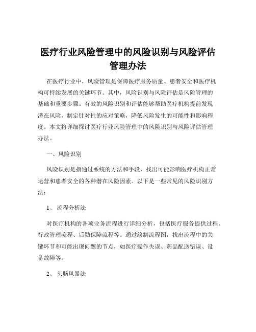 医疗行业风险管理中的风险识别与风险评估管理办法