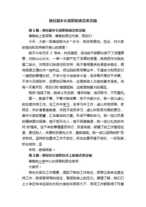 新任副乡长就职的表态发言稿