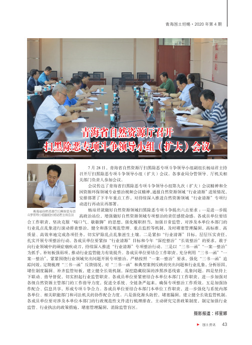 青海省自然资源厅召开扫黑除恶专项斗争领导小组(扩大)会议