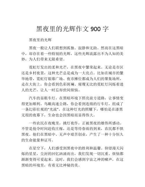 黑夜里的光辉作文900字