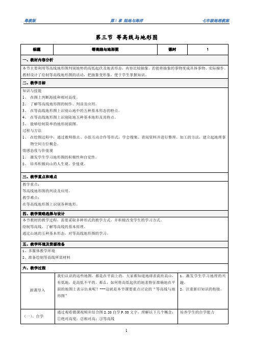 优课地理教案等高线与地形图