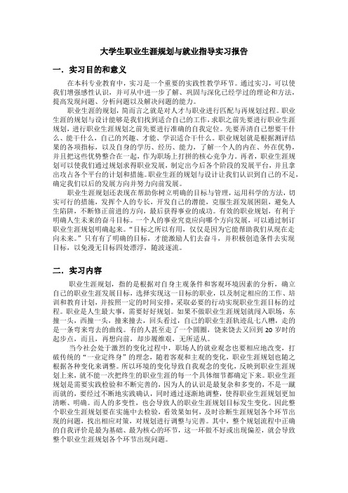 大学生职业规划与就业指导实习报告