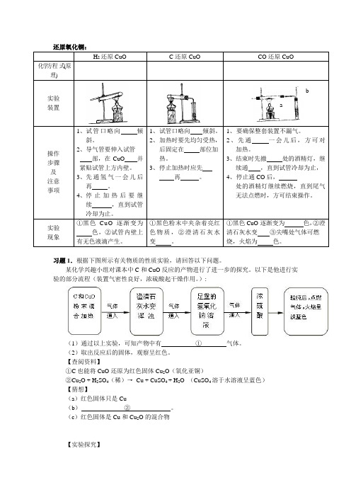 还原氧化铜