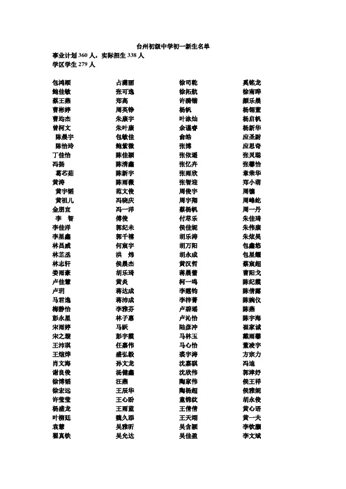 台州初级中学初一新生名单 - 临海教育网 首页