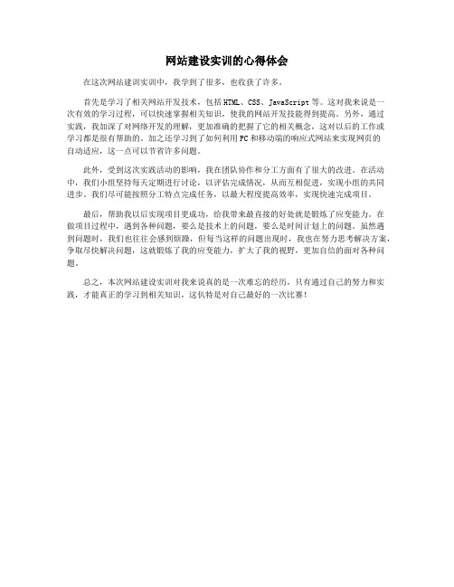 网站建设实训的心得体会