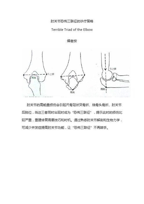 肘关节恐怖三联征的诊疗策略