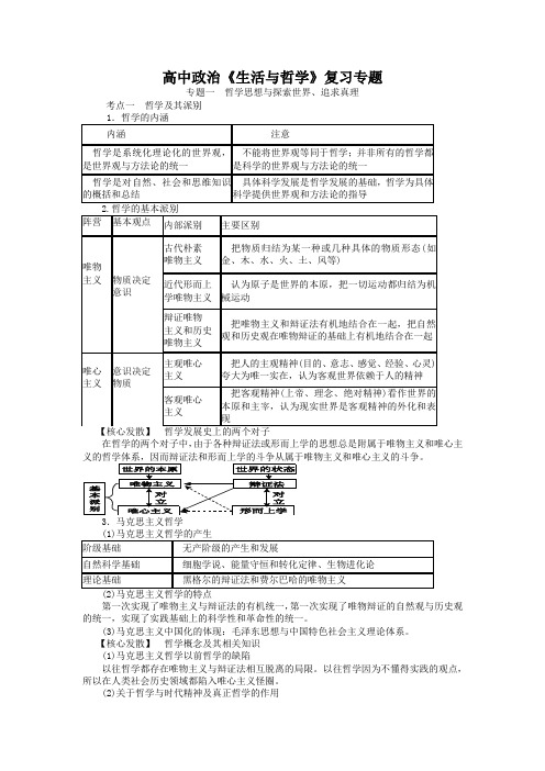 高三政治二轮复习《生活与哲学》考点梳理与技巧点拨(Word版,15页)