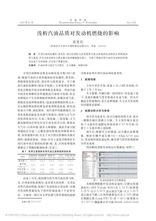 浅析汽油品质对发动机燃烧的影响