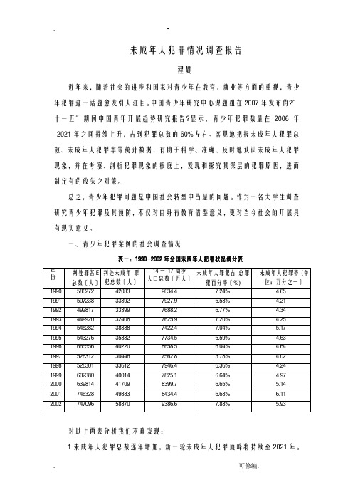 未成年人犯罪情况调查报告