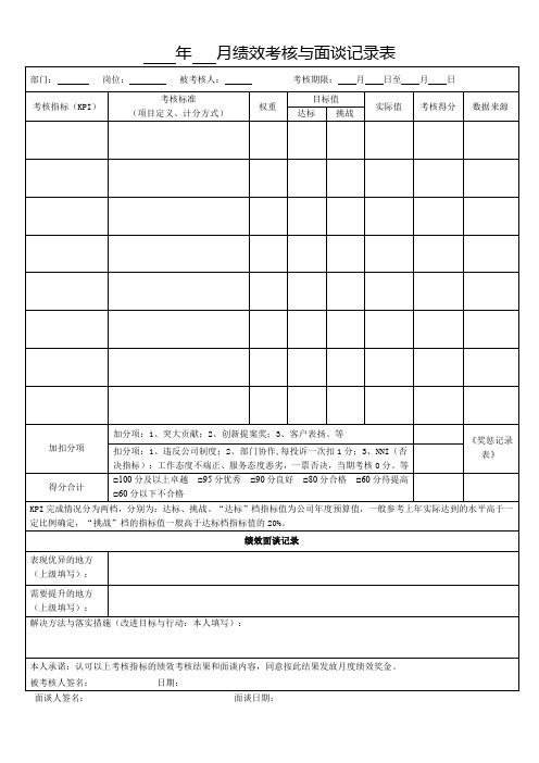 绩效考核与面谈记录表