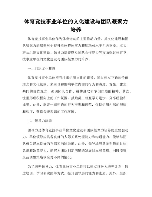 体育竞技事业单位的文化建设与团队凝聚力培养