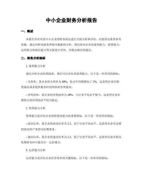 中小企业财务分析报告