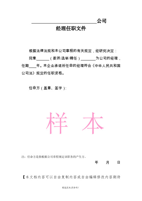 公司经理任职文件