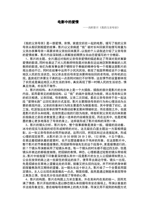 ——浅析影片《我的父亲母亲》