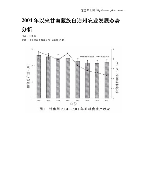 2004年以来甘南藏族自治州农业发展态势分析