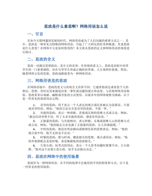 思政是什么意思啊网络用语怎么说