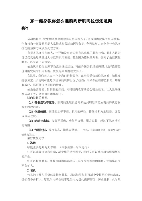 东一健身教你怎么准确判断肌肉拉伤还是撕裂