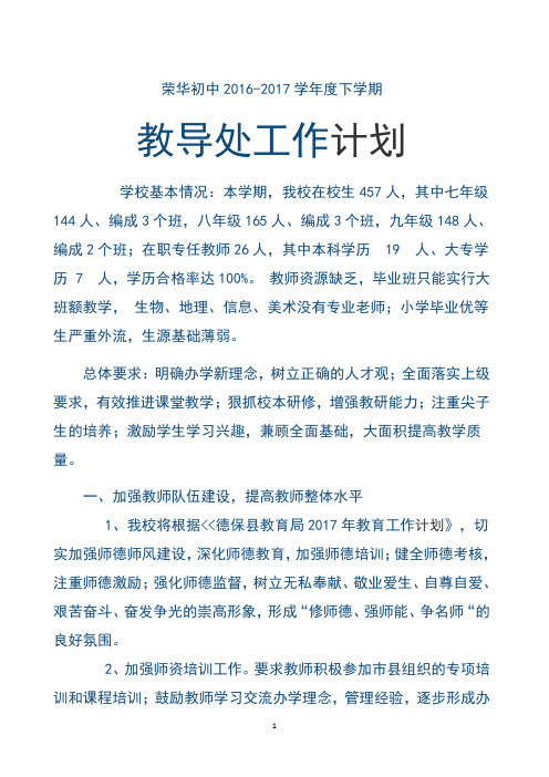 2016-2017下教导处工作计划1