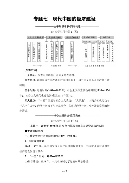 2019年高考二轮历史模块2 专题7 现代中国的经济建设