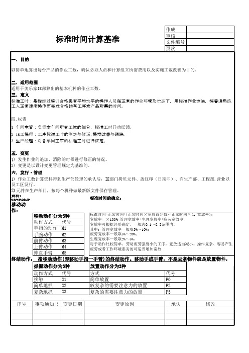 MOD法标准作业时间计算