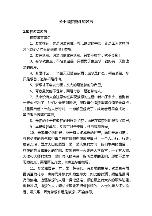 关于追梦奋斗的名言