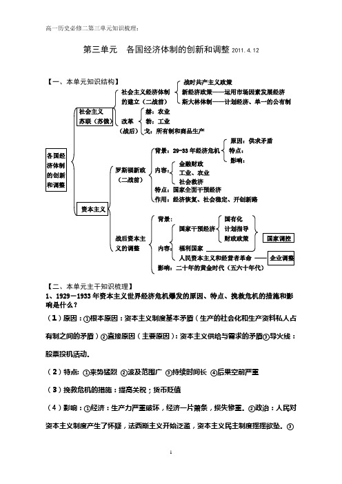 高一历史必修二第三单元知识梳理