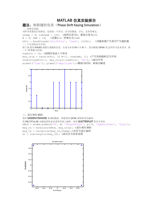 用MATLAB仿真相移键控