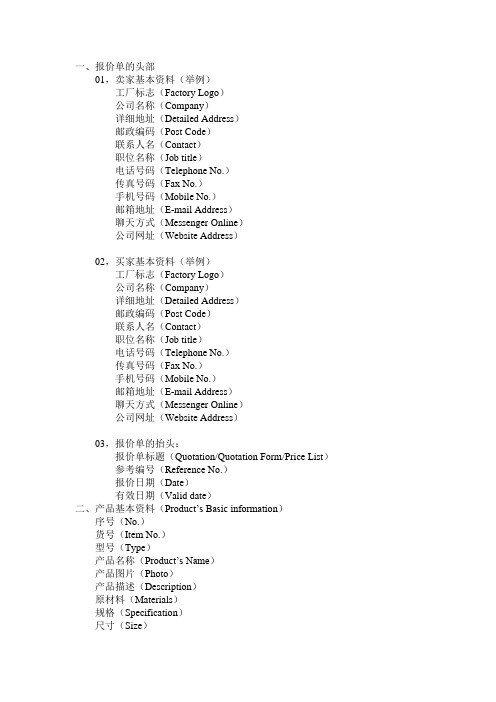 完整的外贸报价单