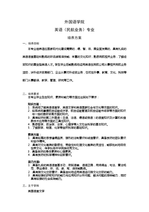 南航本科生重点学科介绍-2012级_英语(民航业务)