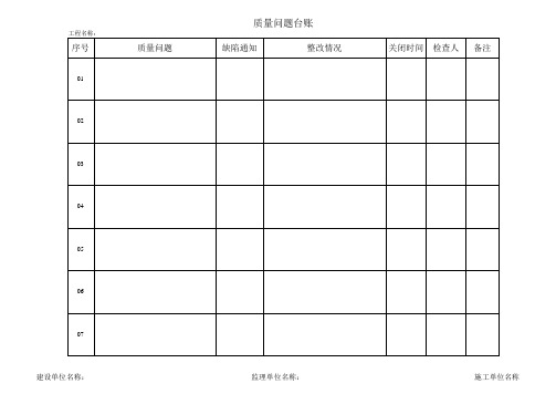 质量问题台账 清单