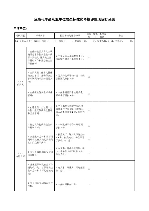 参考资料03安全标准化现场考评打分表(考评中心考评用)