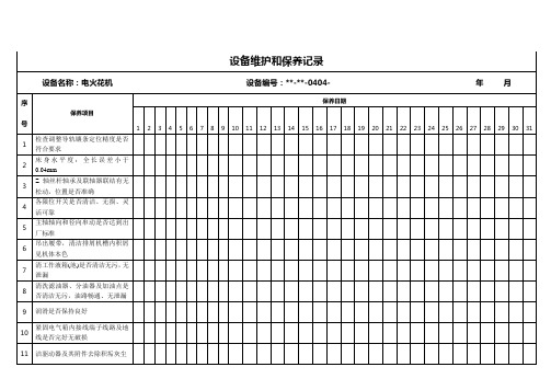 (电火花机)设备维护和保养记录