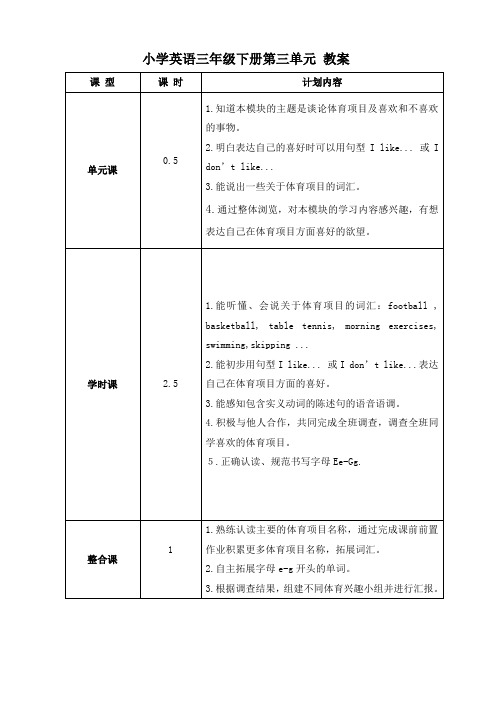 小学英语三年级下册第三单元 教案