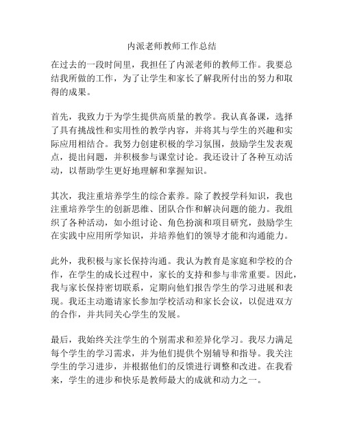 内派老师教师工作总结