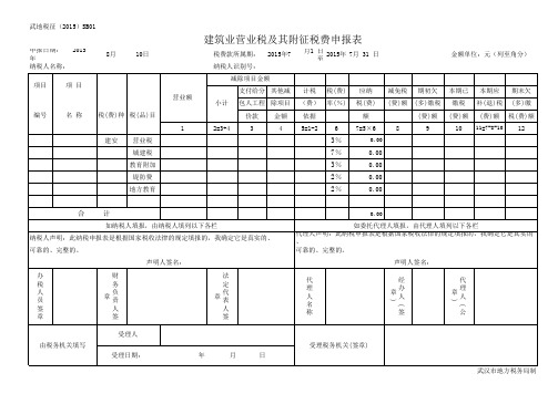 建筑营业税及附税申报表