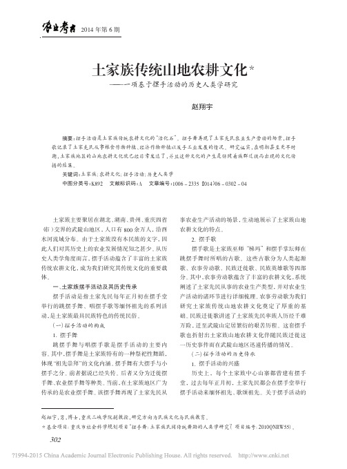 土家族传统山地农耕文化_一项基于摆手活动的历史人类学研究_赵翔宇