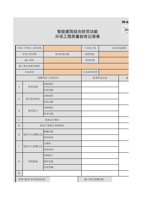 SG-A136_智能建筑综合防范功能分项工程质量验收记录表