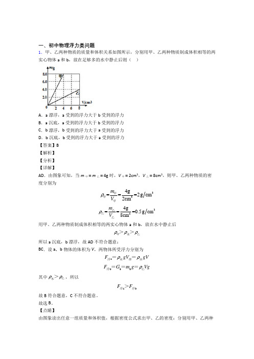 中考物理浮力类问题-经典压轴题附答案