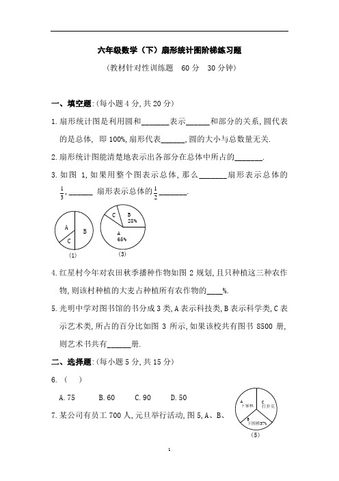 六年级数学下册 扇形统计图练习 (带答案)