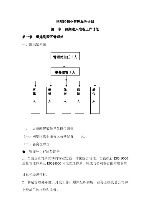 X项目别墅区物业管理服务计划