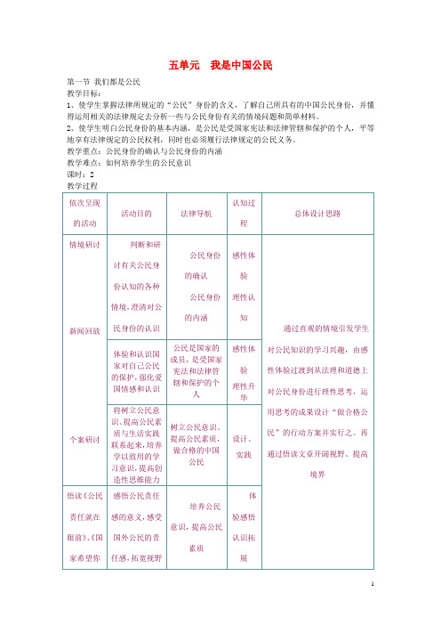 八年级政治下册 政治 教案 粤教版