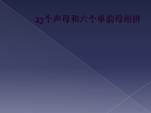 23个声母和六个单韵母相拼