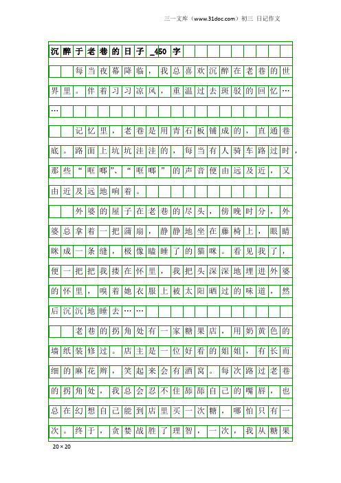 初三日记作文：沉醉于老巷的日子_450字