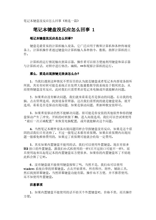 笔记本键盘没反应怎么回事(精选一篇)