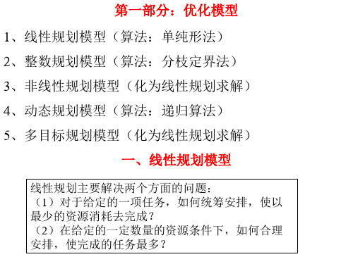 第一讲线性规划和整数规划